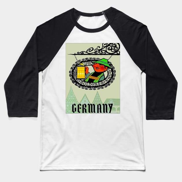 Germany Abstract Oktoberfest Travel and Tourism Advertising Print Baseball T-Shirt by posterbobs